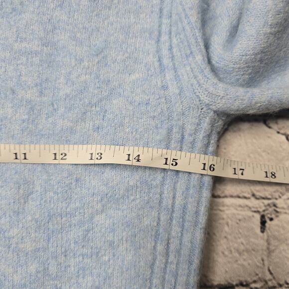 J Crew Point Sur Mock Neck Celestial Blue Wool Blend Knit Sweater Size Small - Picture 9 of 13